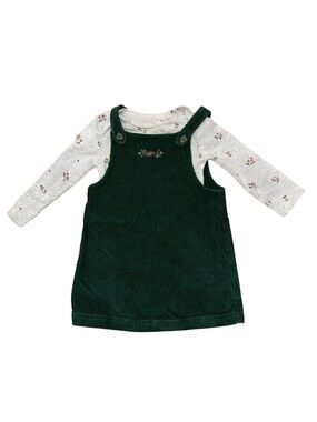 Carter's Gray Onesie with Multicolor Floral Dots & Green Dress